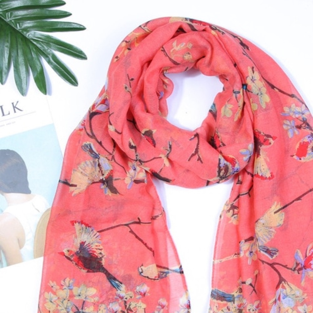 Beautiful cotton linen bird scarves - Picture 6 of 8